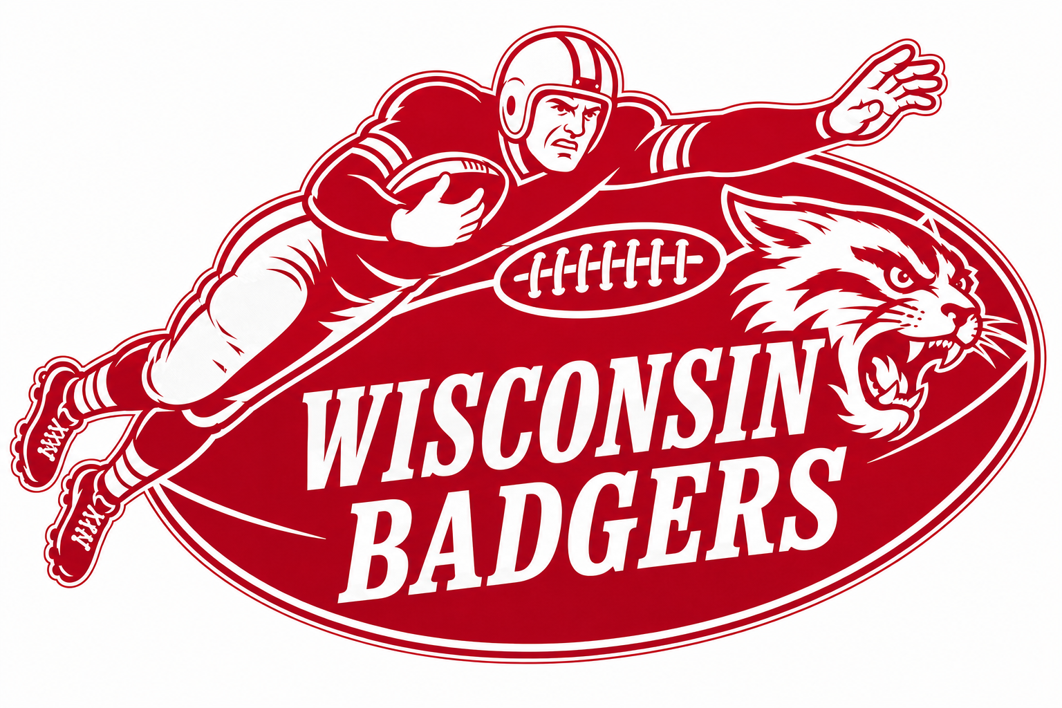 Wisconsin Badgers Football Player and Badger Graphic