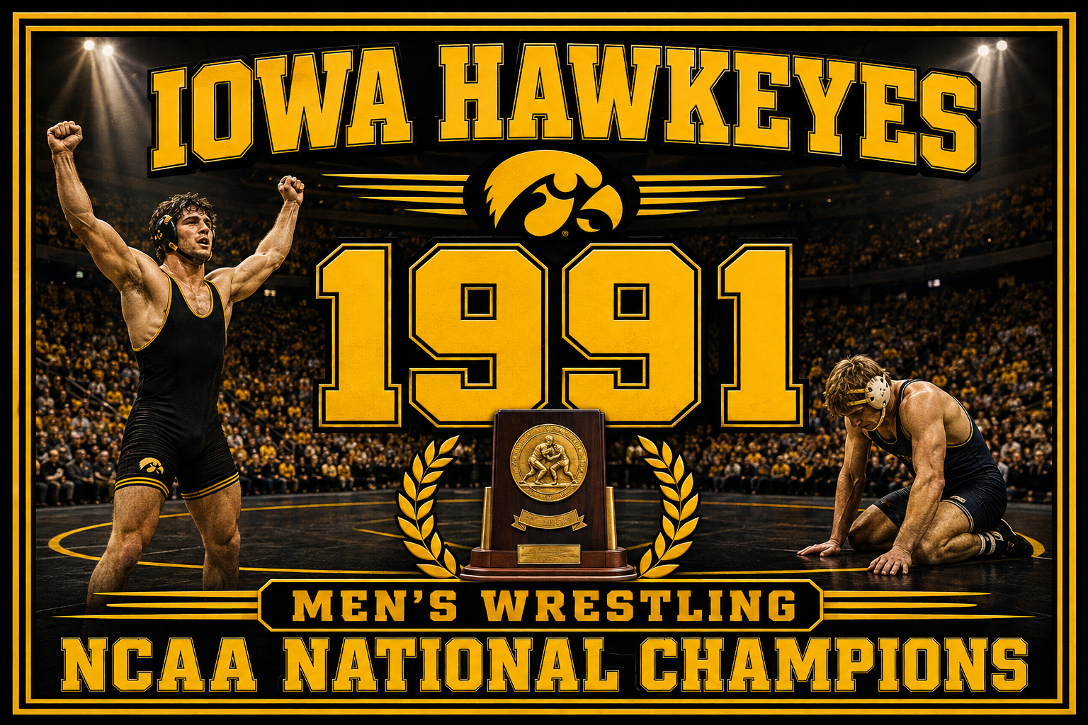 Iowa Hawkeyes 1991 Men’s Wrestling Championship Wall Art