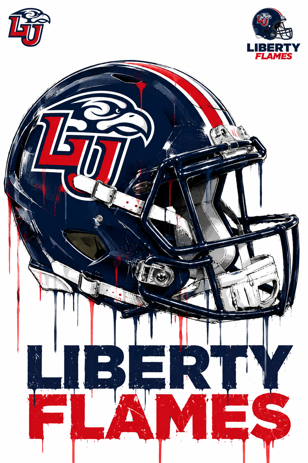 Liberty Flames Football Helmet Graphic Wall Art