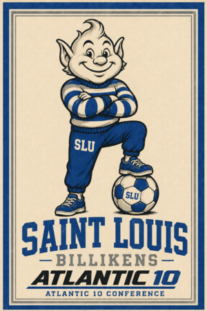 Saint Louis Billikens Soccer Mascot Retro Wall Art Print