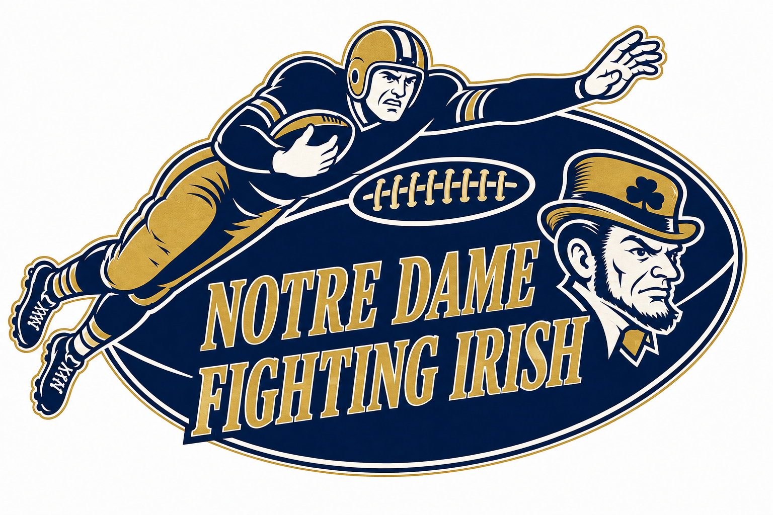 Notre Dame Fighting Irish Football Player Wall Art Design