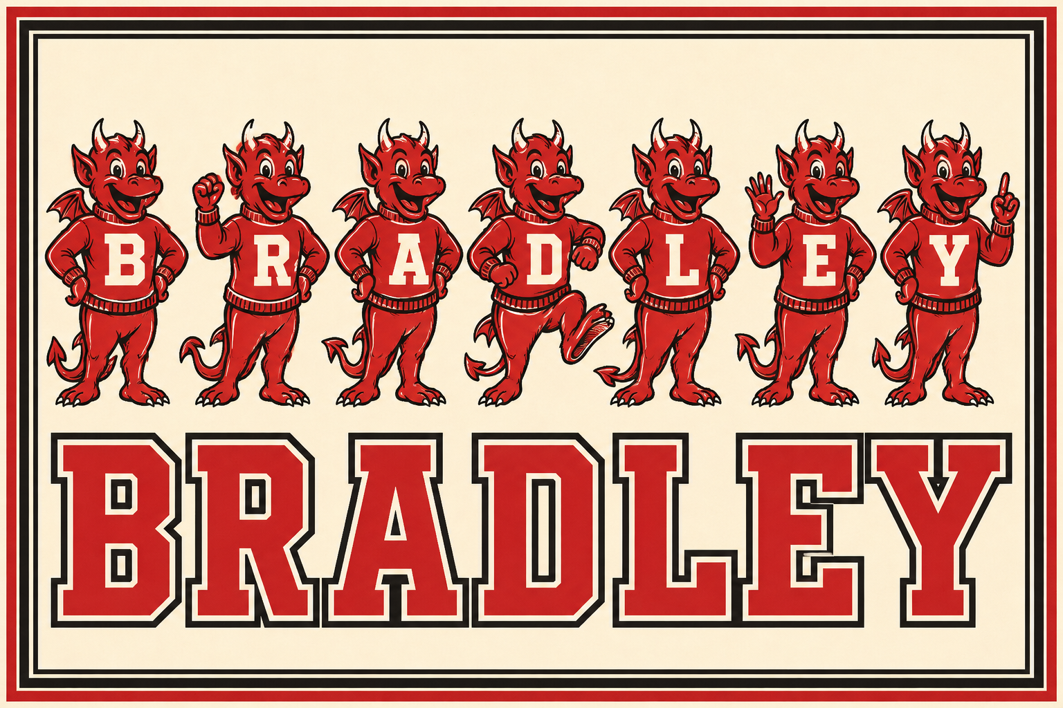 Bradley Red Devil Mascot Vintage-Style Wall Art