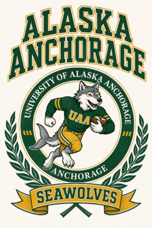 Alaska Anchorage Seawolves Football Mascot Wall Art