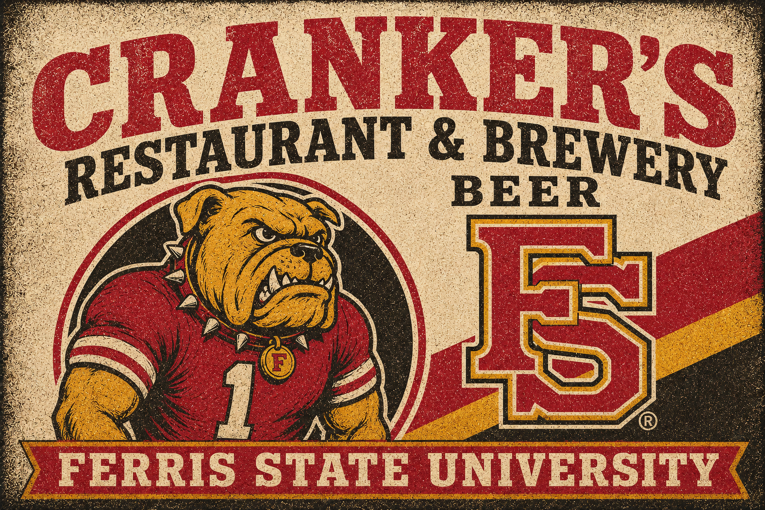 Ferris State Bulldogs Crankers Restaurant Vintage Wall Art