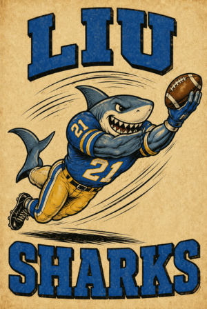 Vintage-Style LU Sharks Football Shark Wall Art