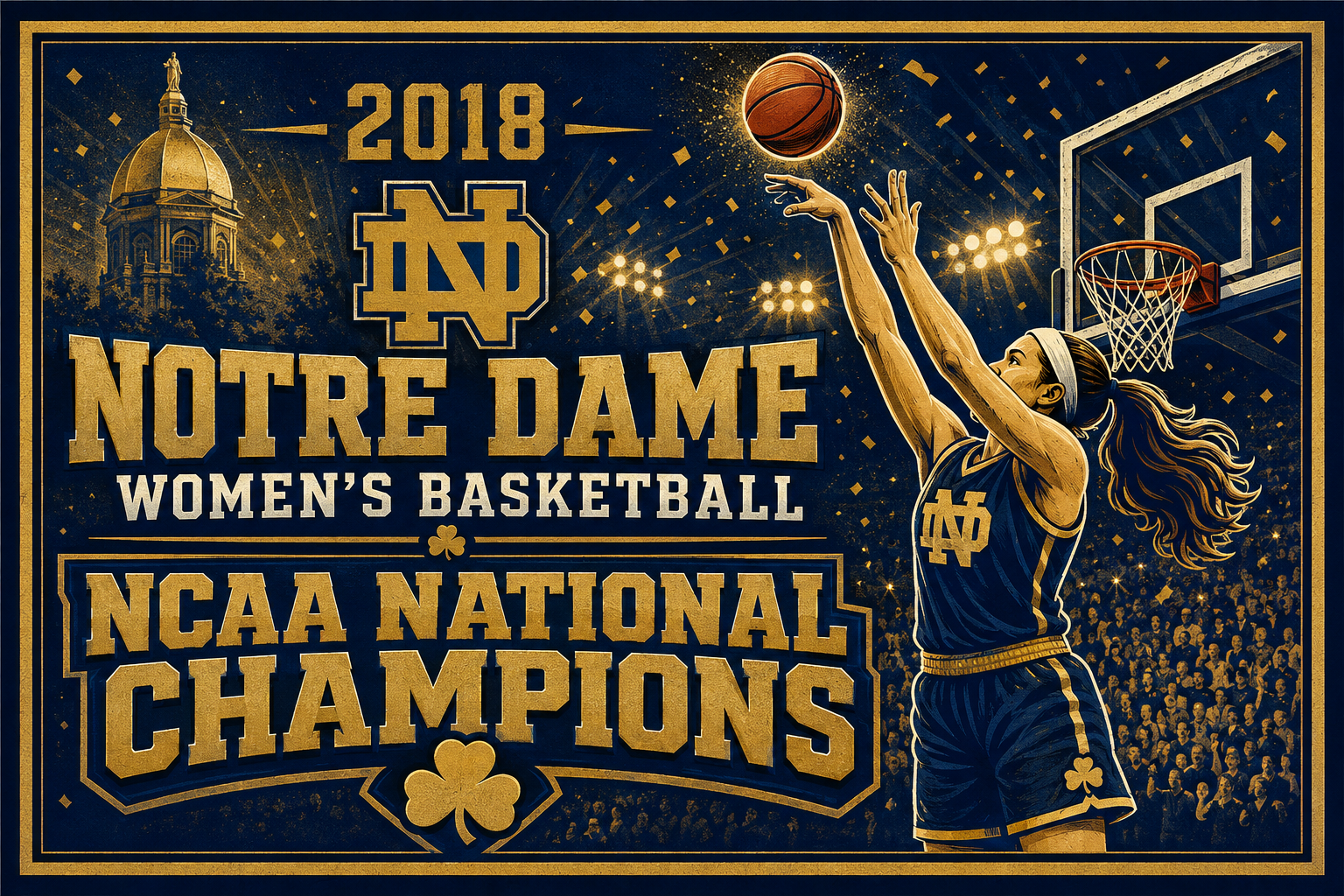 Notre Dame Women’s Basketball 2018 Champions Wall Art