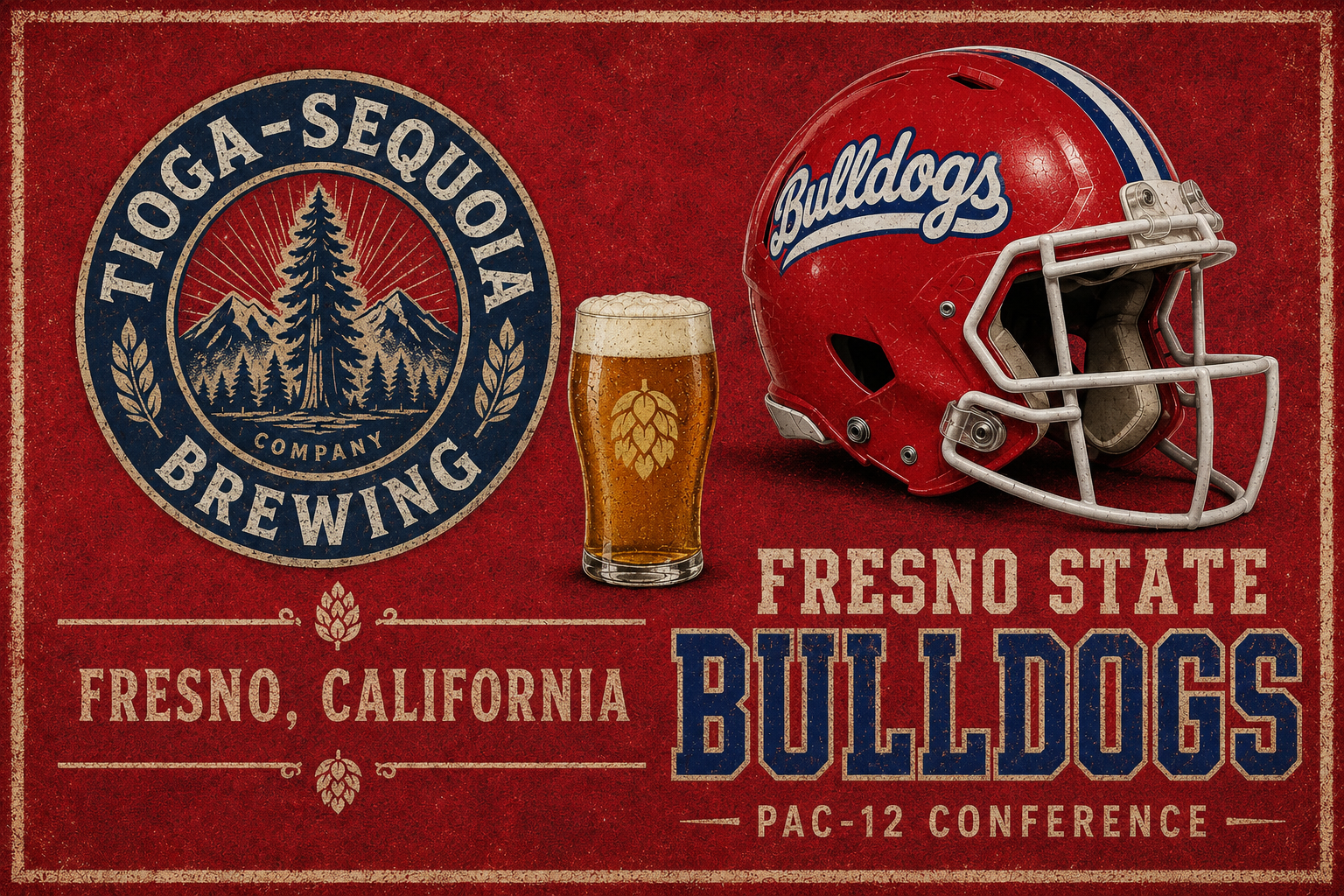 Fresno Bulldogs Brewery Football Vintage-Style Wall Art