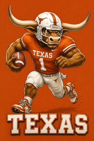 Texas Longhorn Football Player Wall Art Print