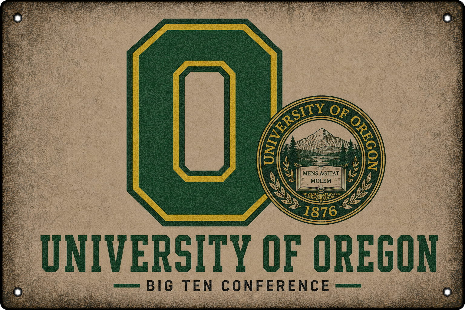University of Oregon Big Ten Vintage O Wall Sign