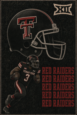 Texas Tech Red Raiders Football Helmet and Player Wall Art