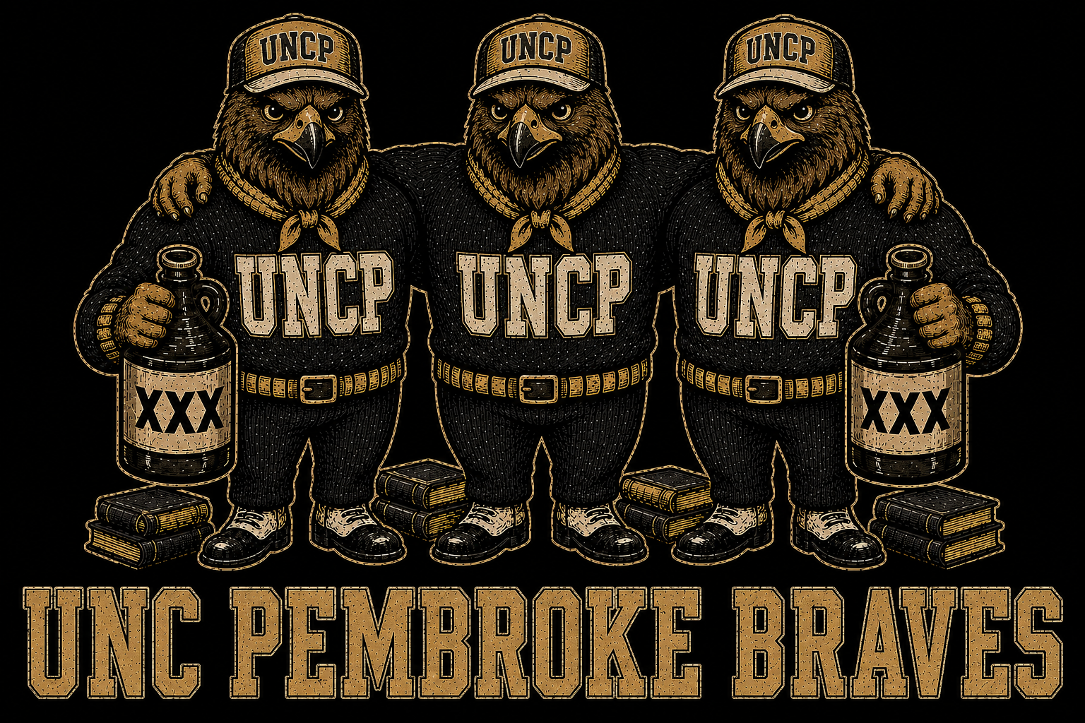 UNCP Pembroke Braves Triple Mascot Graphic