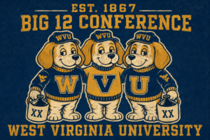 WVU Big 12 Conference Three Dogs Vintage-Style Wall Art
