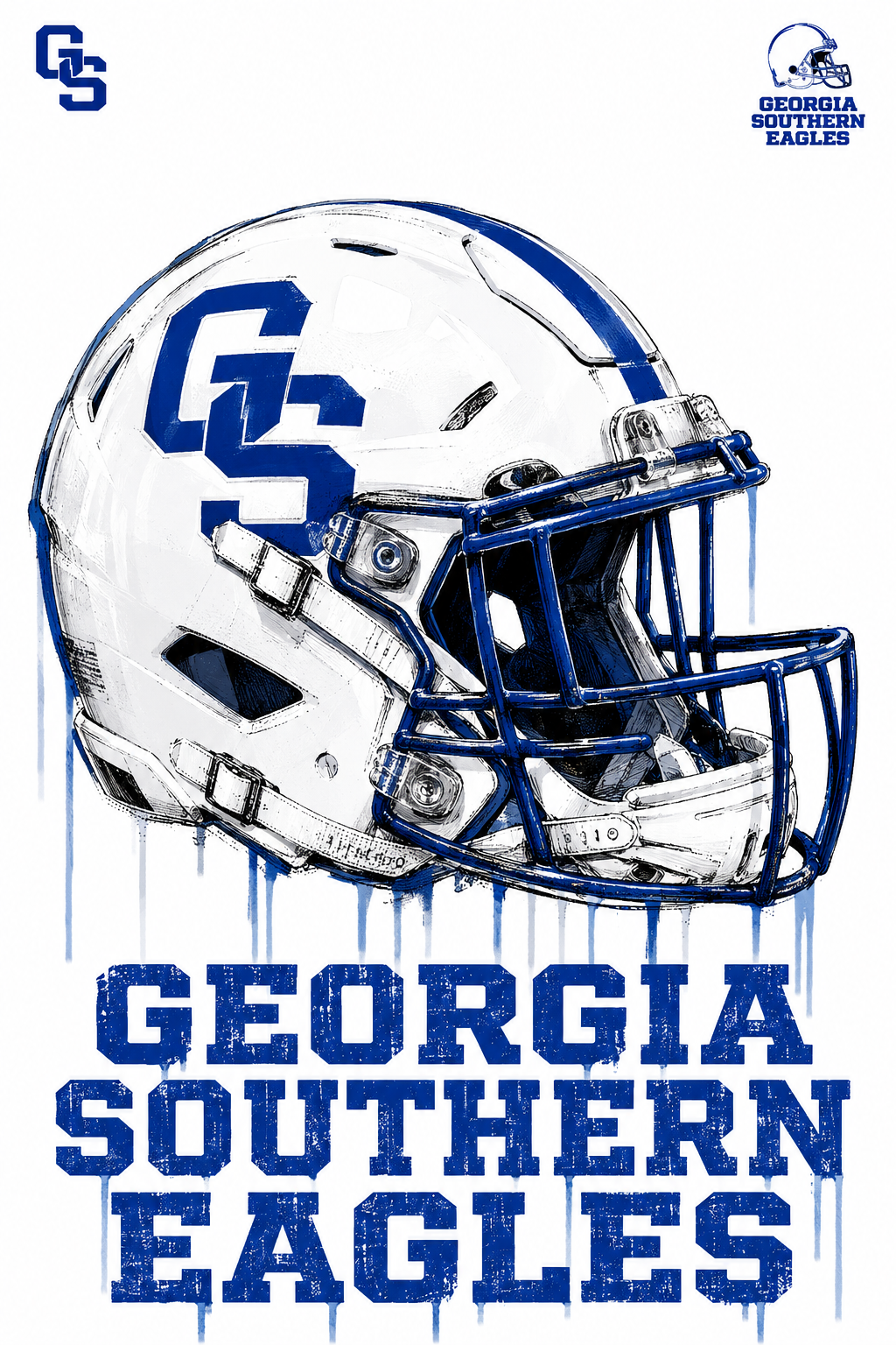 Georgia Southern Eagles Football Helmet Wall Art Print