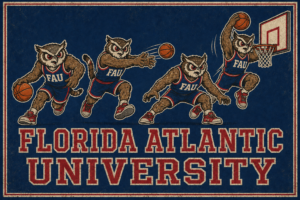 Florida Atlantic Owls Basketball Vintage-Style Wall Art