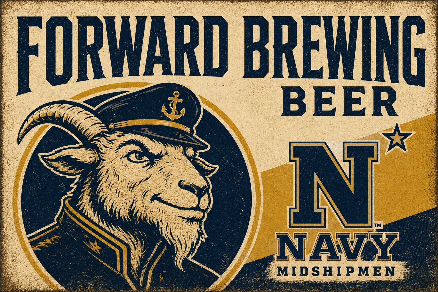Forward Brewing Beer Navy Goat Vintage-Style Wall Art
