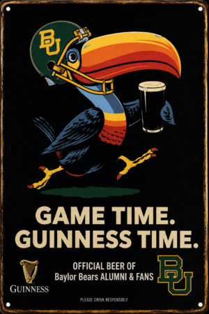 Baylor Bears & Guinness Game Time Vintage-Style Wall Sign