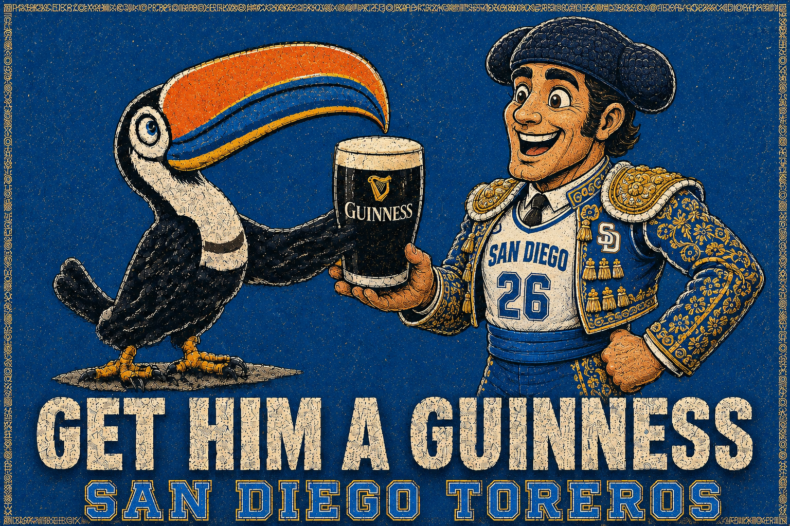 Get Him a Guinness San Diego Toreros Vintage-Style Wall Art