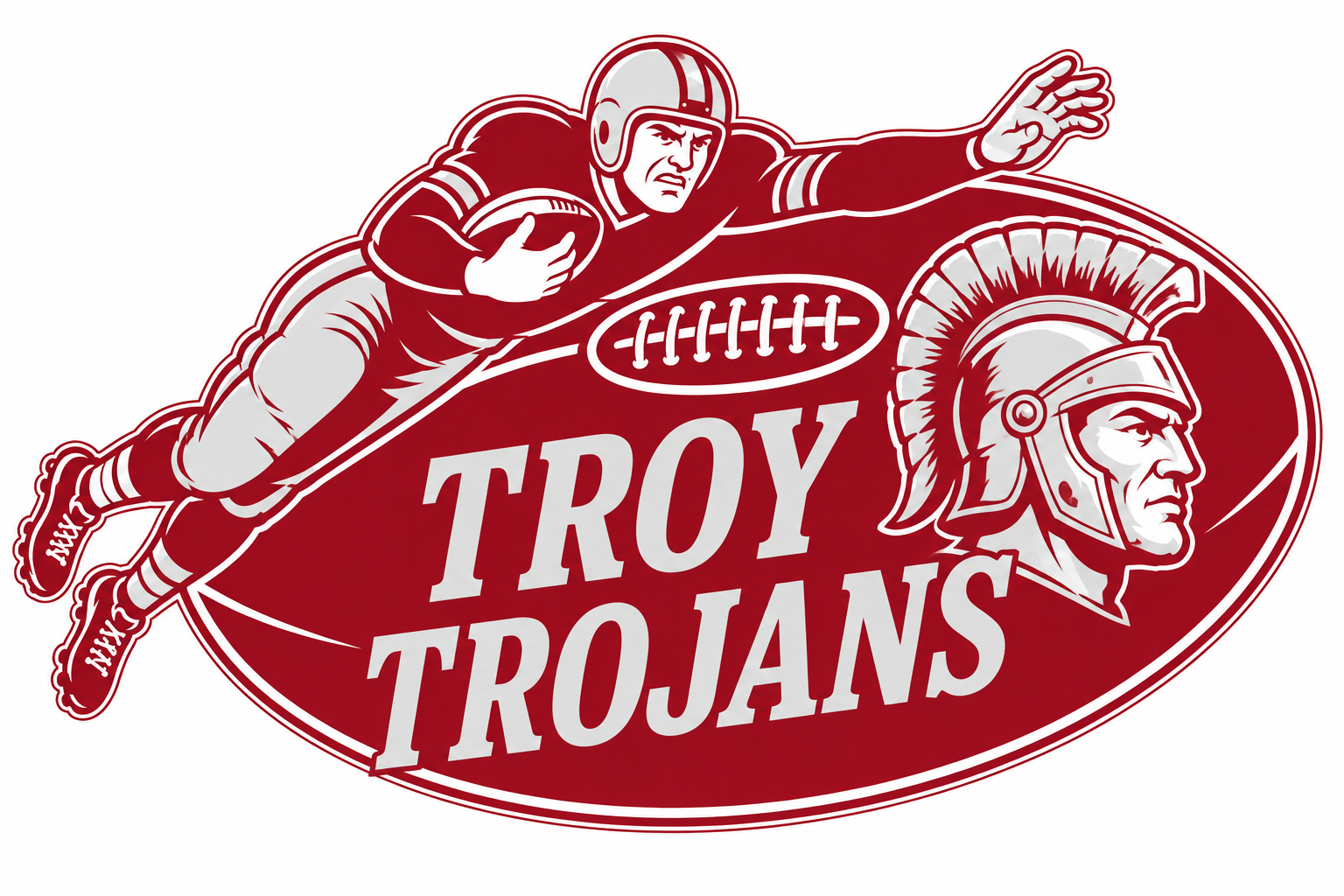 Troy Trojans Football Player and Trojan Graphic Wall Art