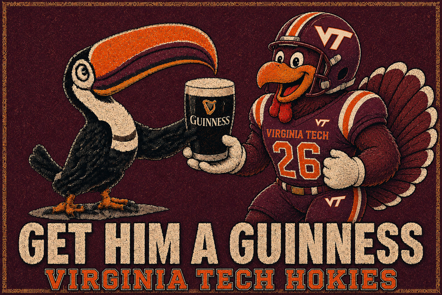 Virginia Tech Hokies Get Him a Guinness Wall Art Design