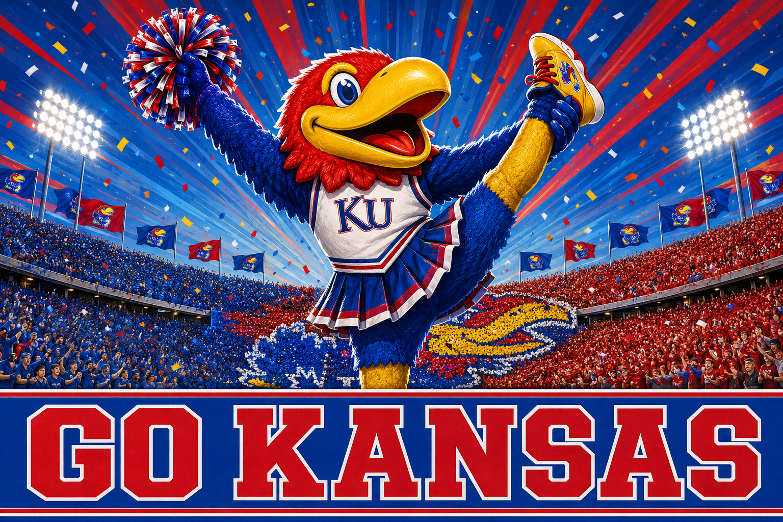 Go Kansas KU Jayhawk Stadium Celebration Wall Art