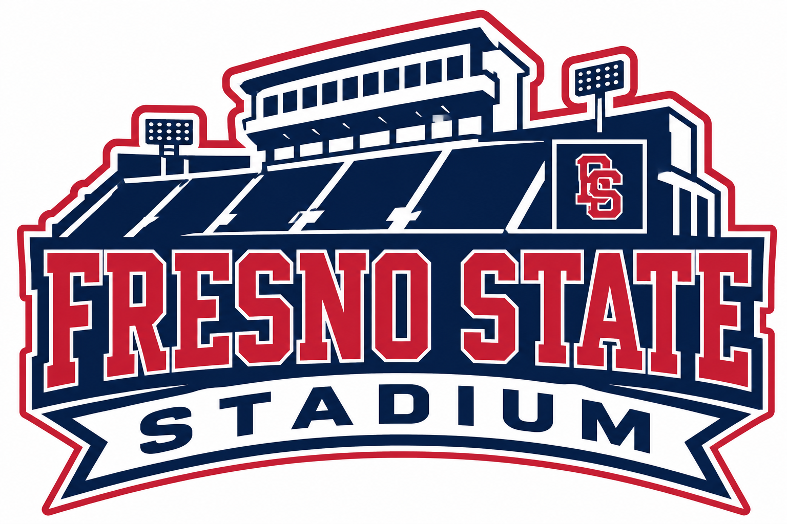 Fresno State Stadium Red, Navy and White Graphic