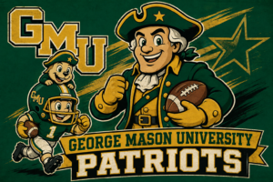 George Mason Patriots Green and Gold Football Graphic