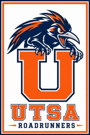 UTSA Roadrunners Orange and Navy Mascot Wall Art