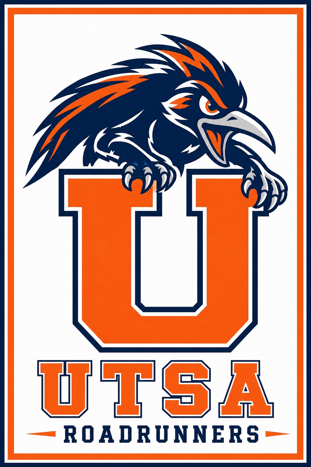 UTSA Roadrunners Orange and Navy Mascot Wall Art