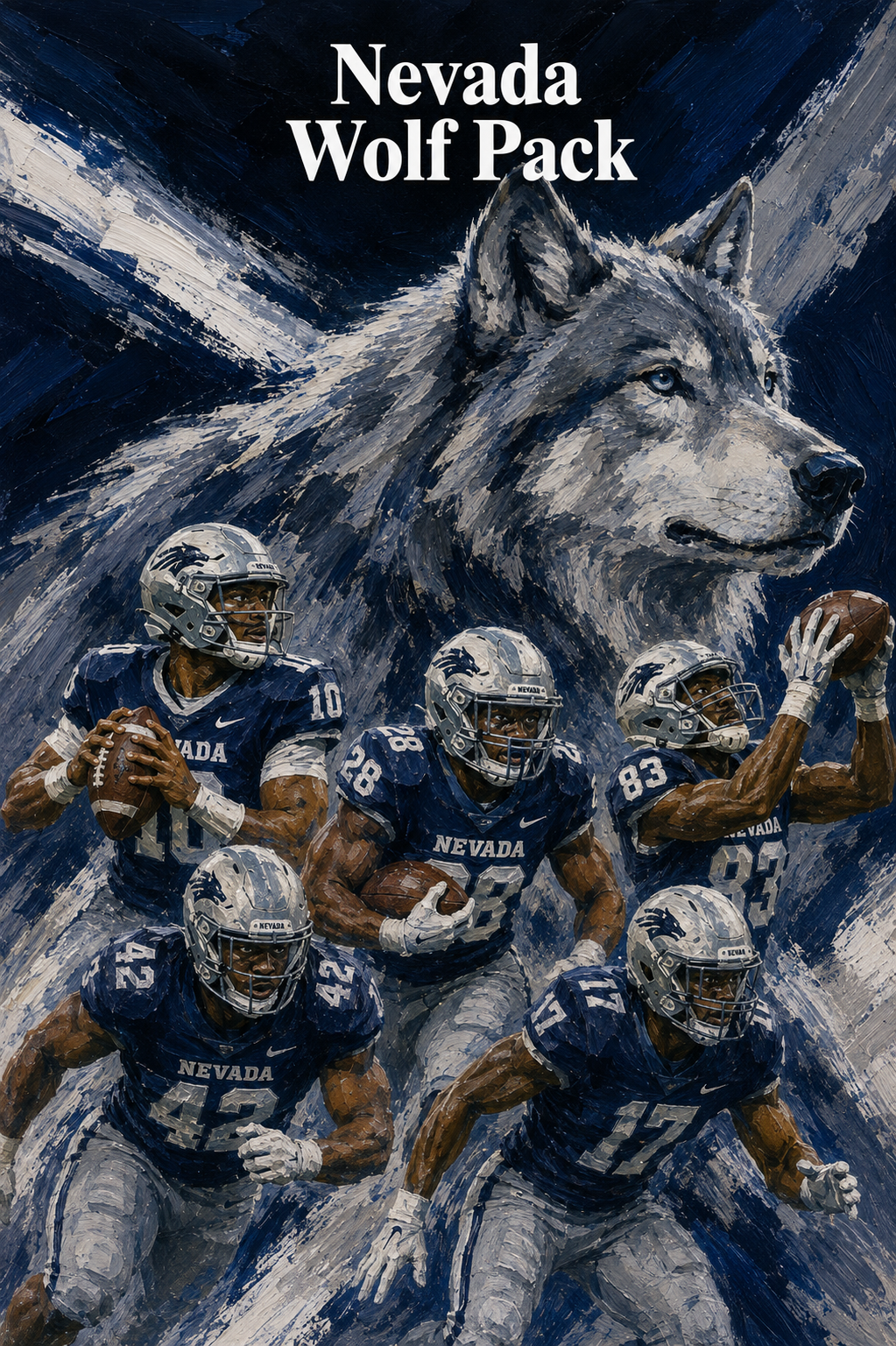 Nevada Wolf Pack Football Team Wolf Wall Art Poster