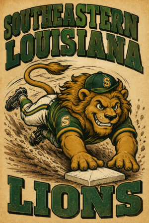Southeastern Louisiana Lions Running Mascot Artwork