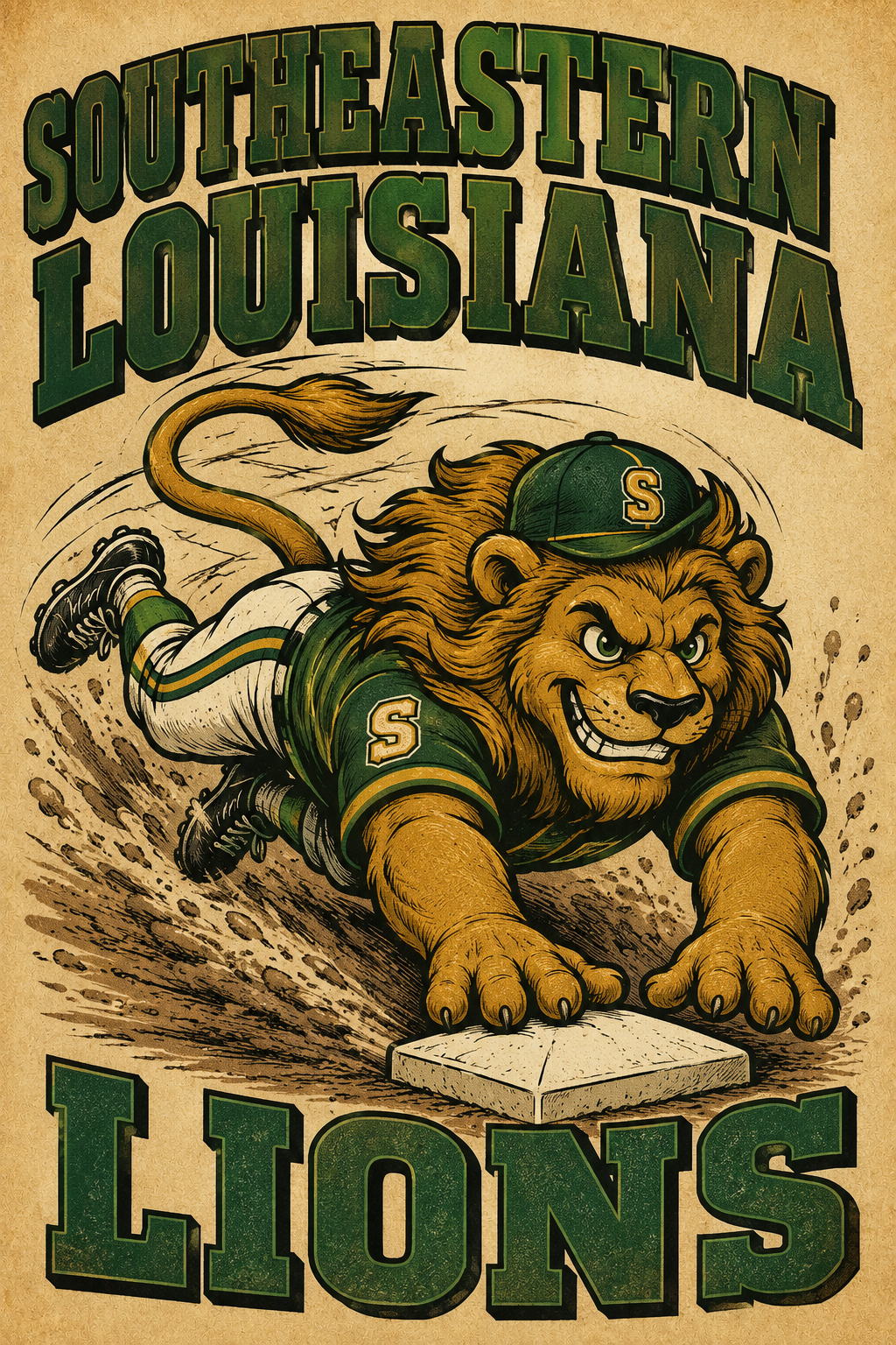 Southeastern Louisiana Lions Vintage-Style Baseball Poster