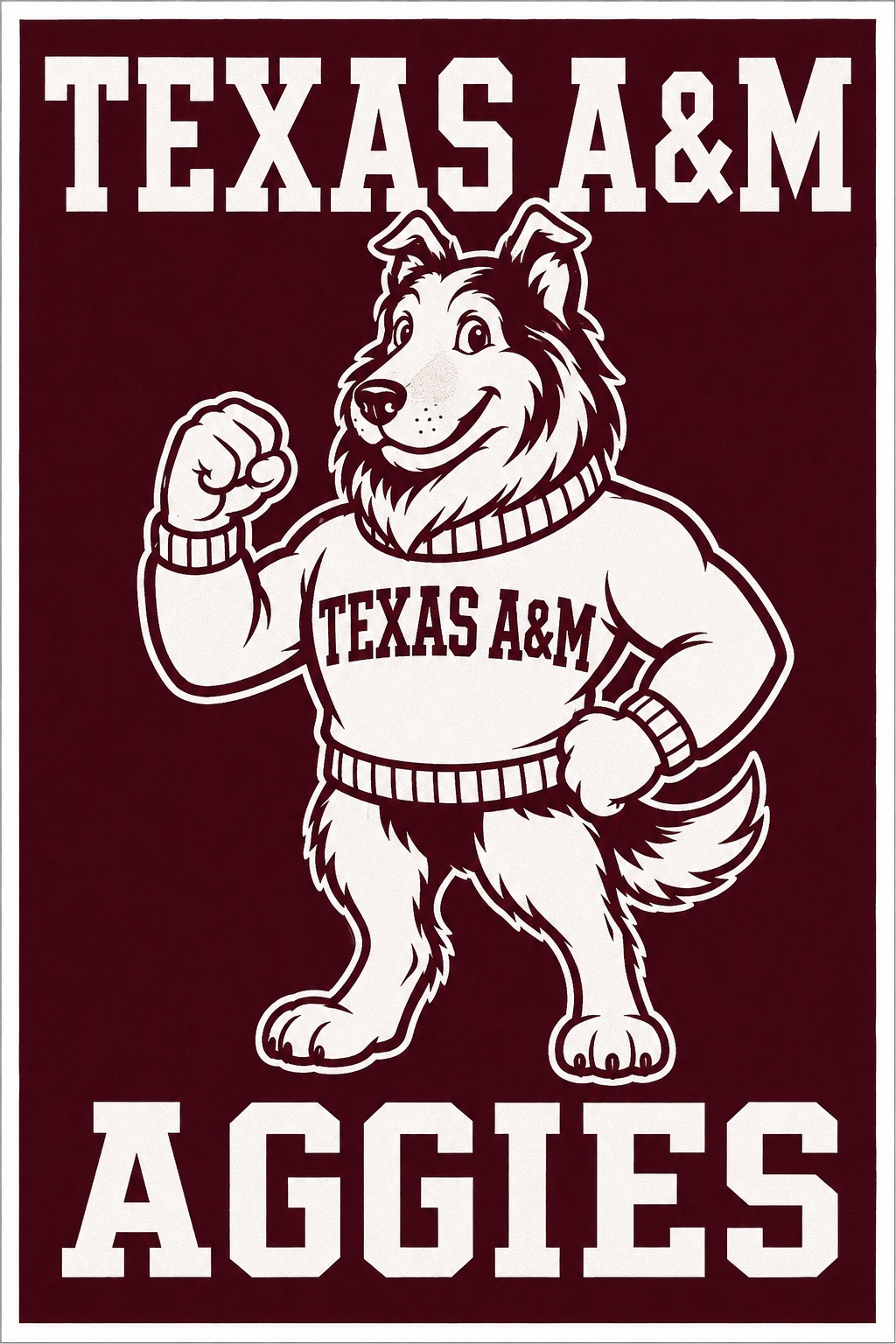 Texas A&M Aggies Bulldog Maroon and Cream Wall Art