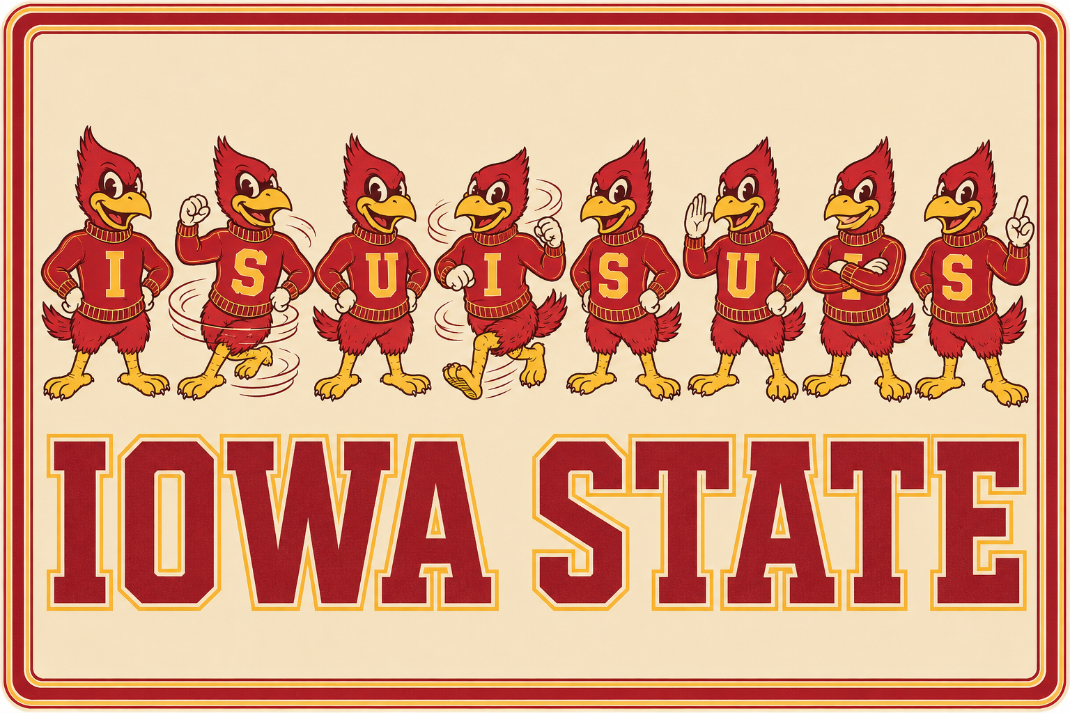 Iowa State Cardinals Red and Gold Wall Art