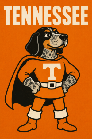 Tennessee Orange Cartoon Dog Vintage-Style Wall Art