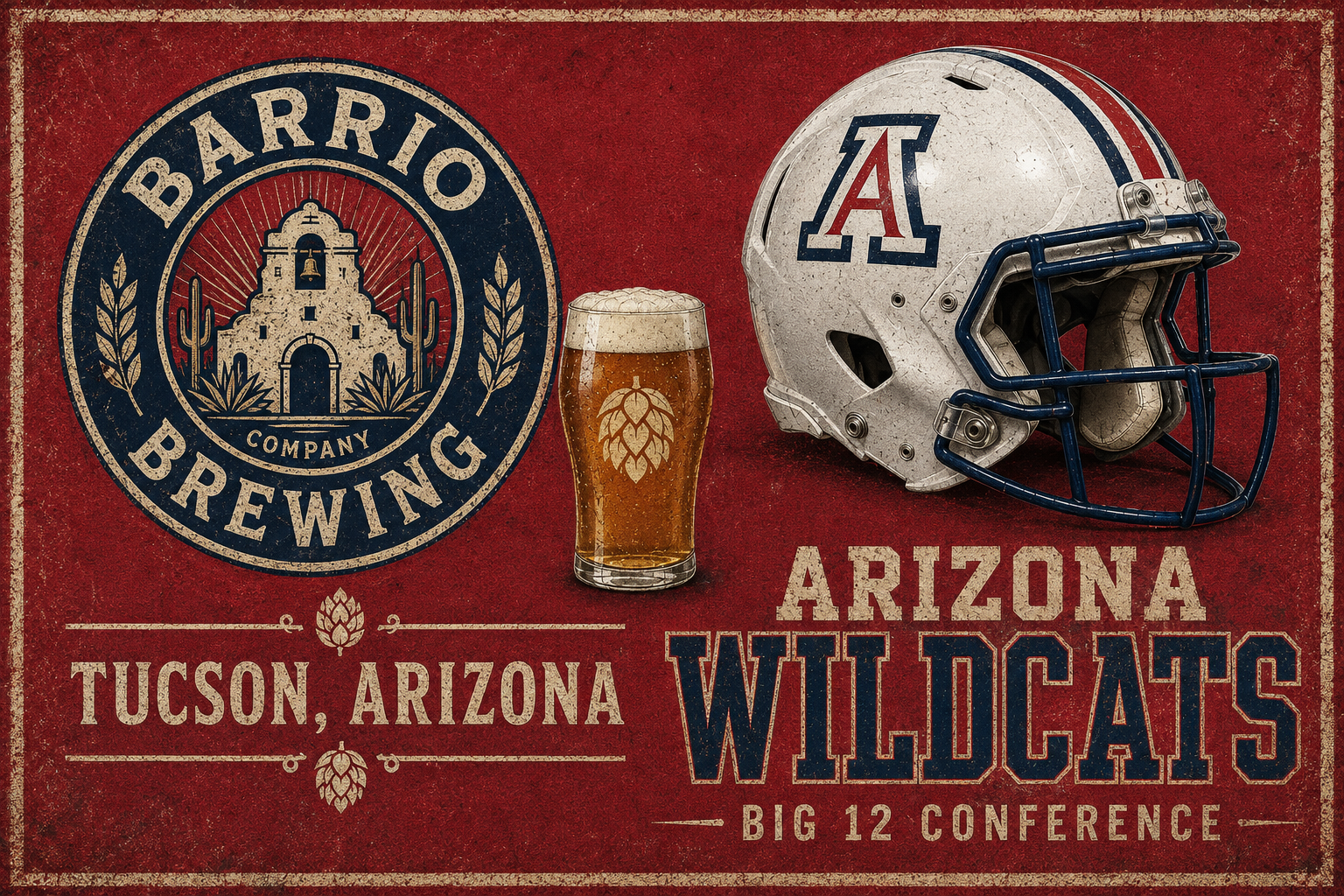 Arizona Wildcats Tucson Brewing Vintage-Style Wall Art