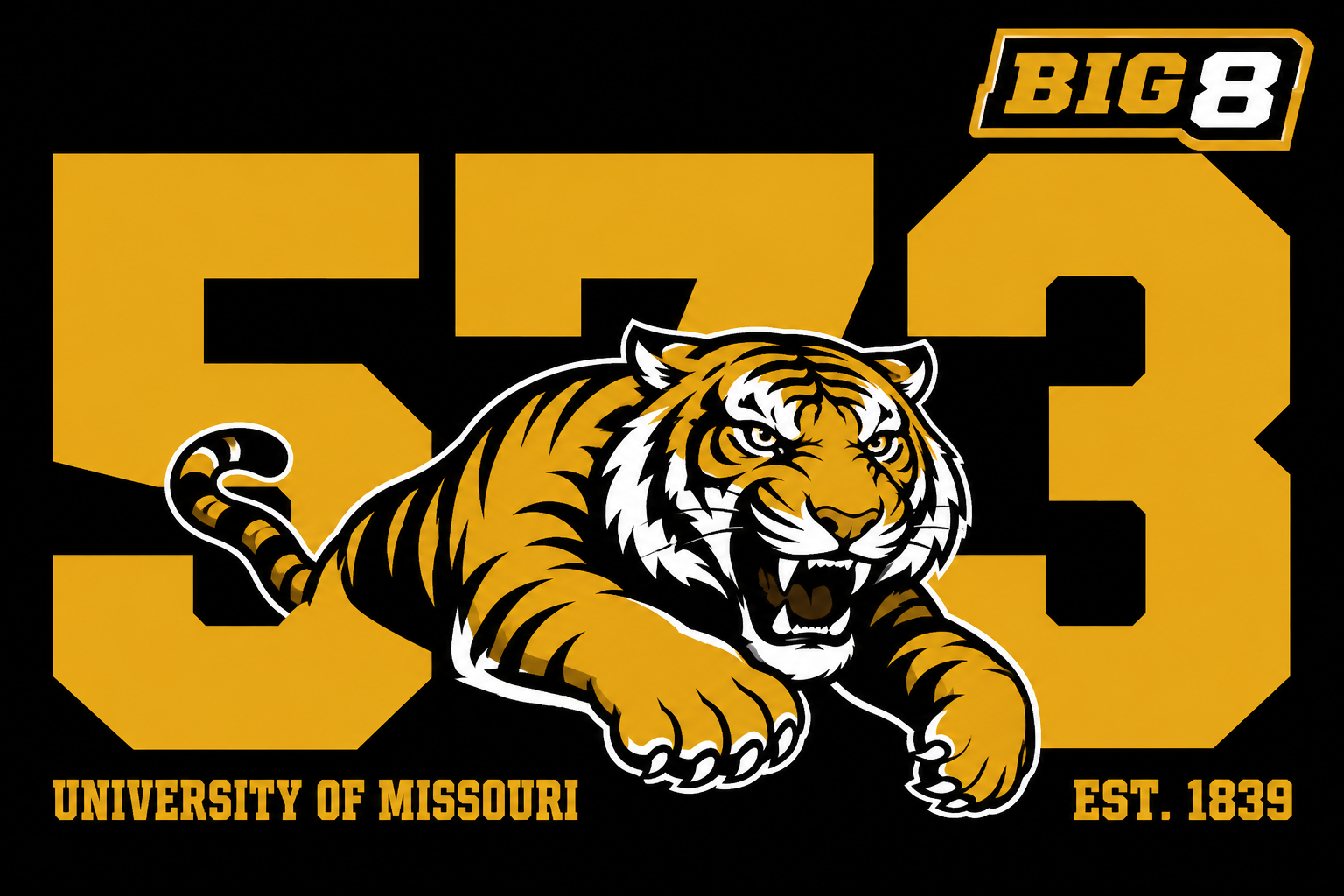 Missouri Tigers Big 8 Black and Gold Graphic Wall Art