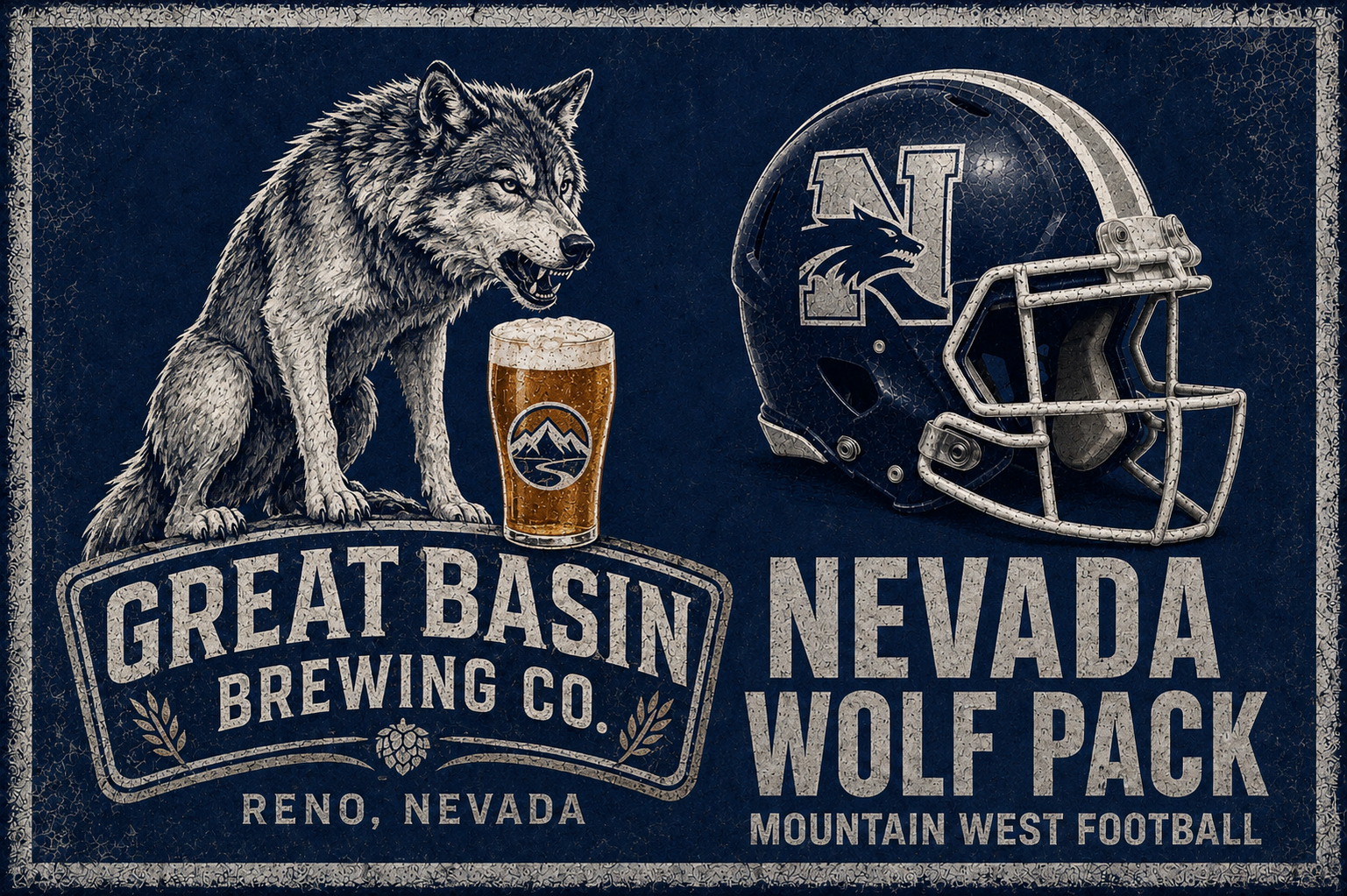 Great Basin Brewing Co. Nevada Wolf Pack Football Wall Art