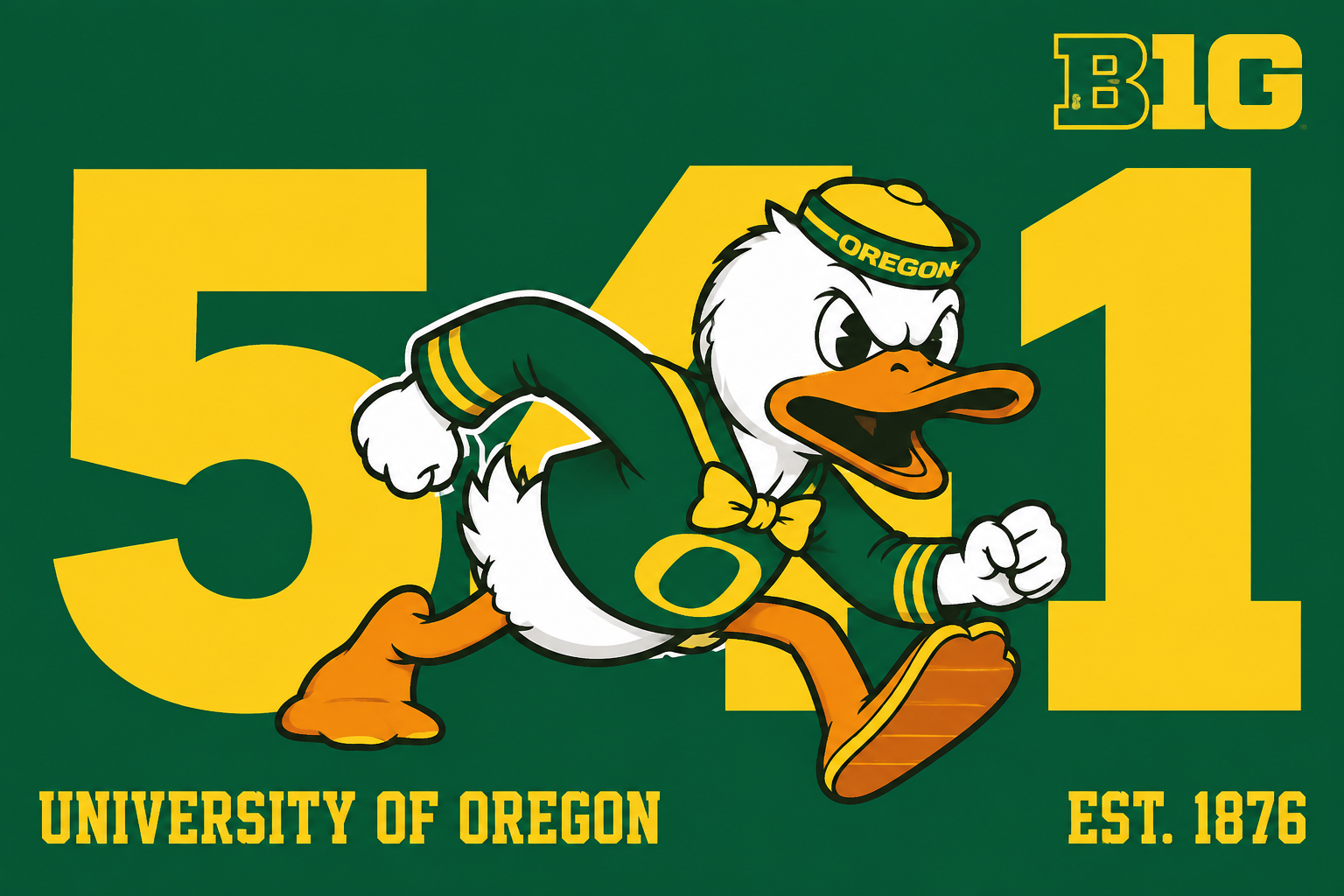 University of Oregon Duck 51 Green and Gold Graphic