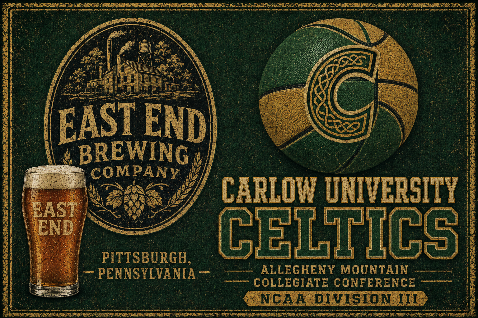 East End Brewing Carlow University Celtics Vintage-Style Wall Art