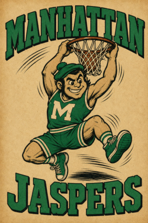 Manhattan Jaspers Basketball Vintage-Style Wall Art