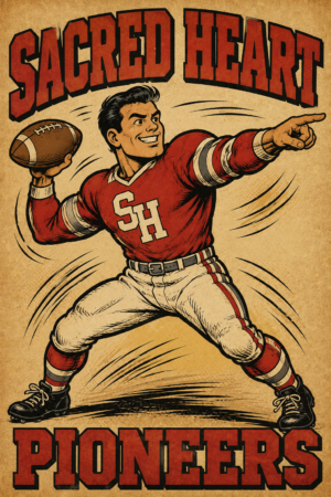 Sacred Heart Pioneers Vintage-Style Football Poster