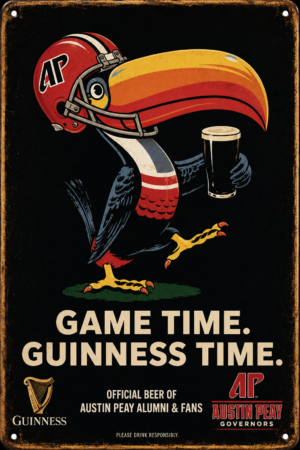 Game Time Guinness Austin Peay Football Metal Wall Sign