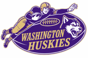 Washington Huskies Football Player and Wolf Graphic