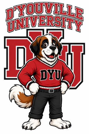 D'Youville University Dog Mascot Graphic Wall Art
