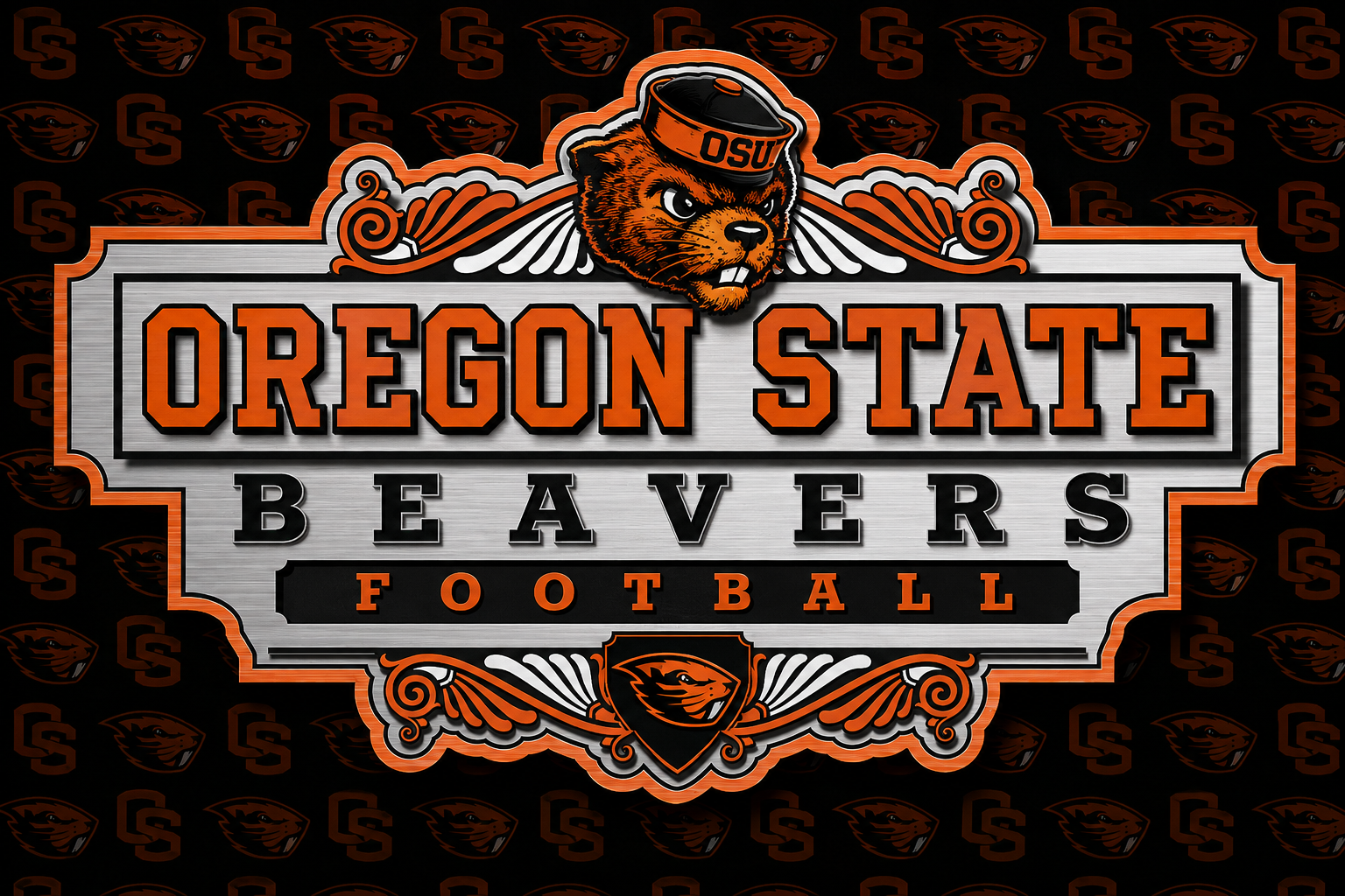 Oregon State Beavers Football Vintage-Style Sign Design