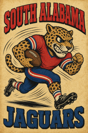 South Alabama Jaguars Football Jaguar Wall Art