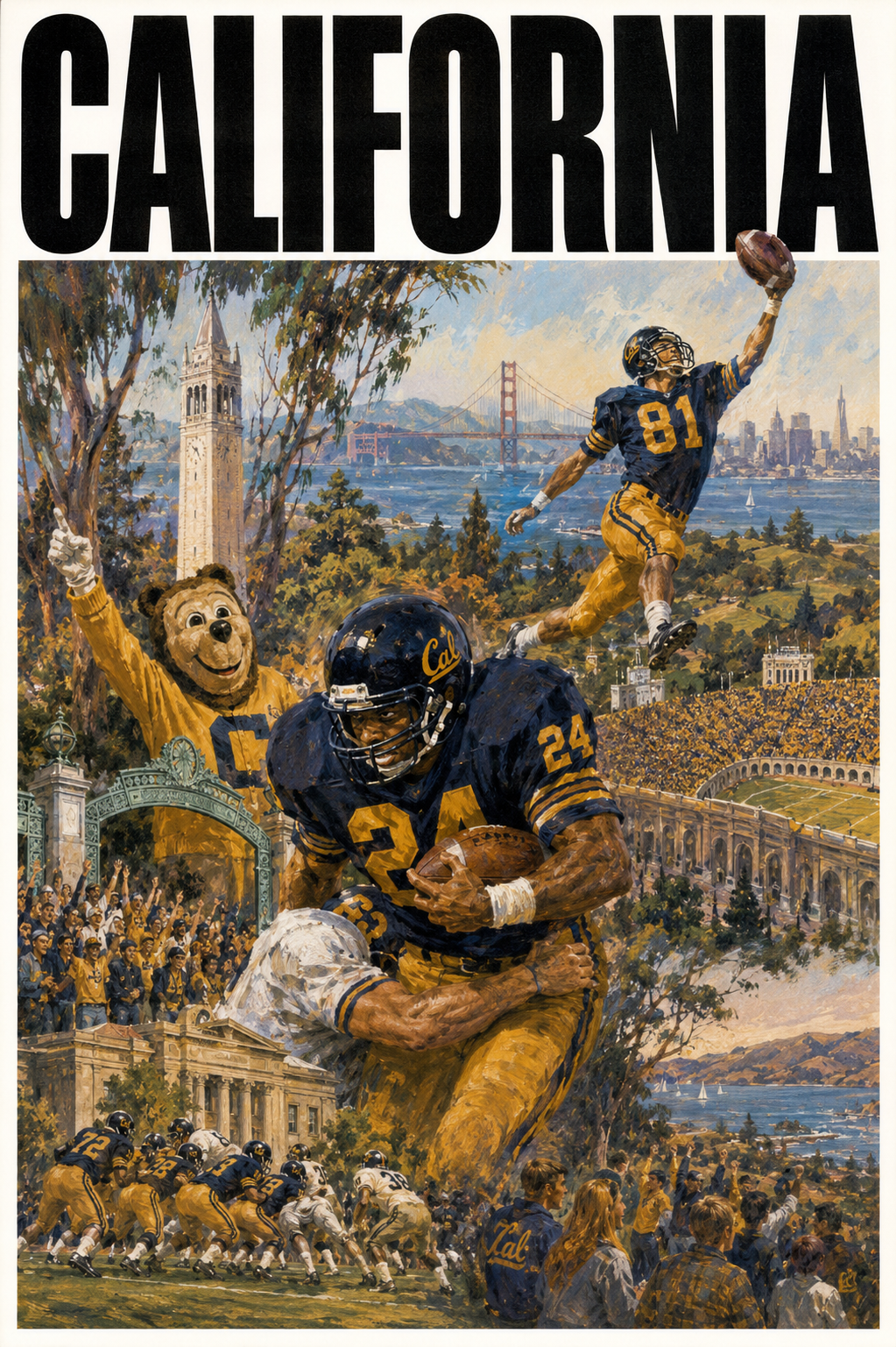 California Football San Francisco Bay Illustrated Wall Art
