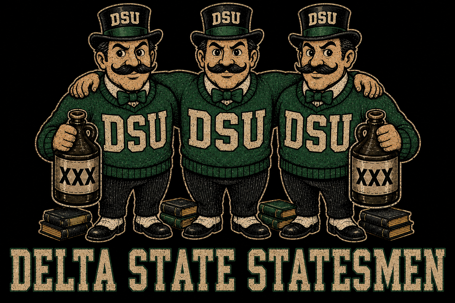 Delta State Statesmen Trio Vintage-Style Graphic Art