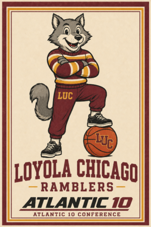 Loyola Chicago Ramblers Wolf Basketball Wall Art