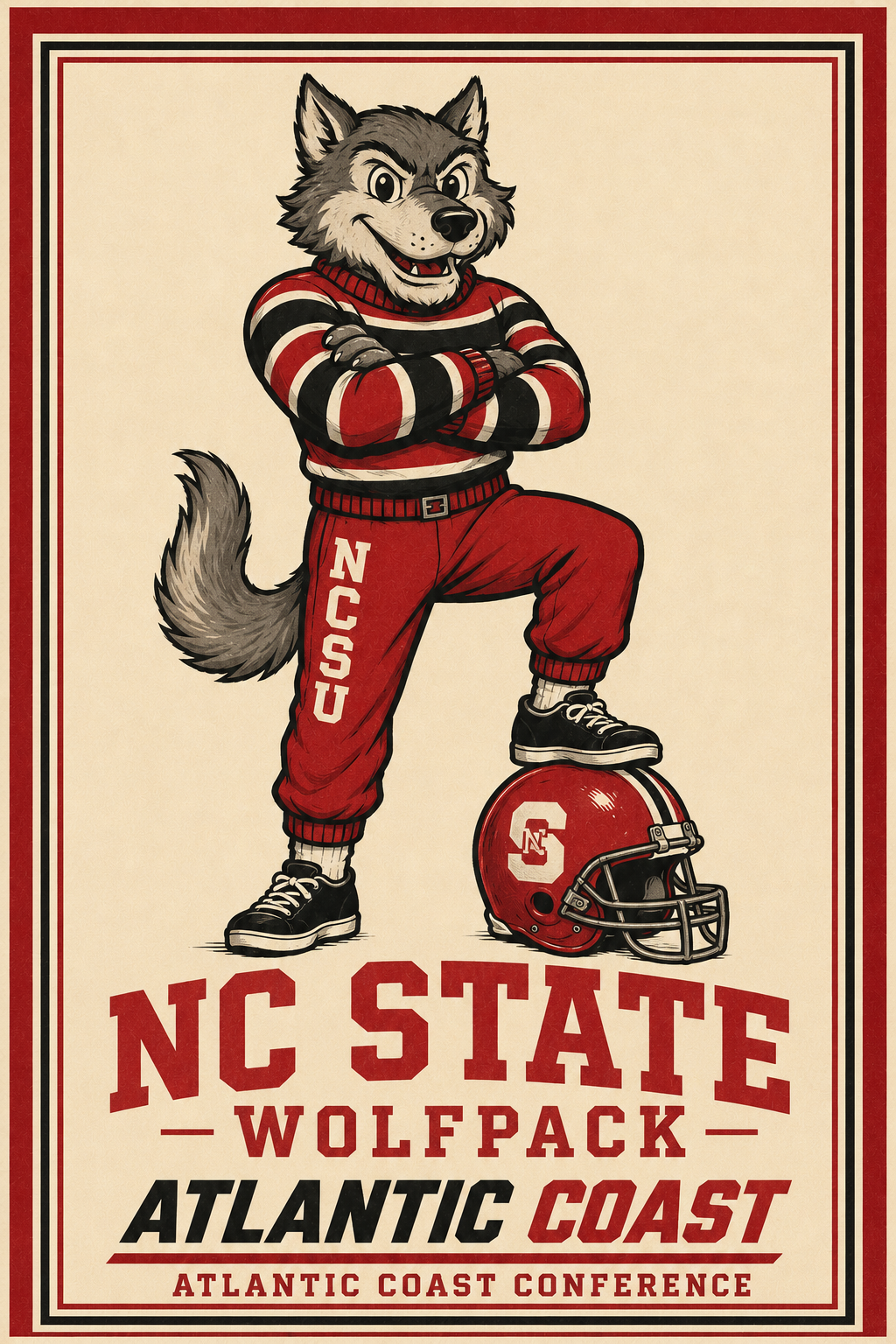 NC State Wolfpack Football Vintage-Style Wall Art Print